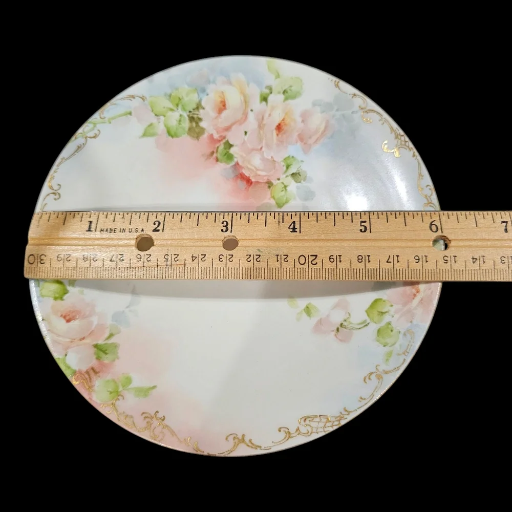 JEAN POUYAT J.P. L Limoges France Plate Flowers Gold Embelishments ANTIQUE